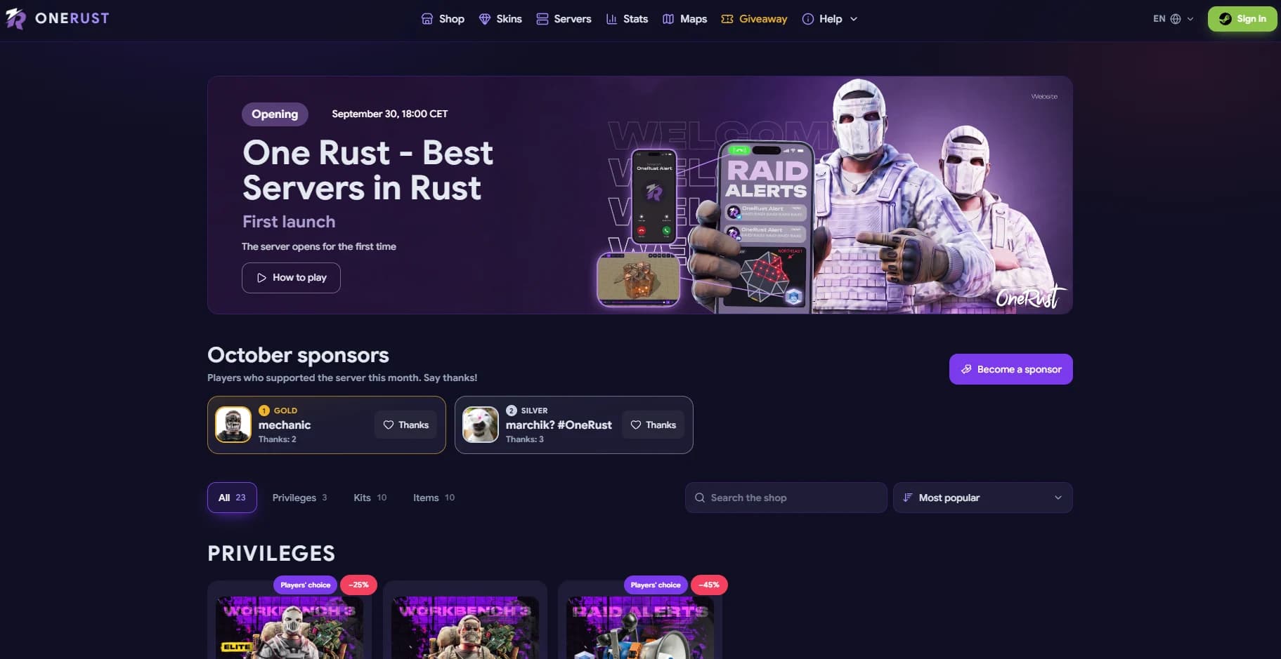 Server website